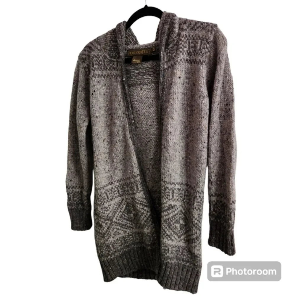 Inis Crafts Wool hooded Cardigan sweater size medium - Picture 2 of 11